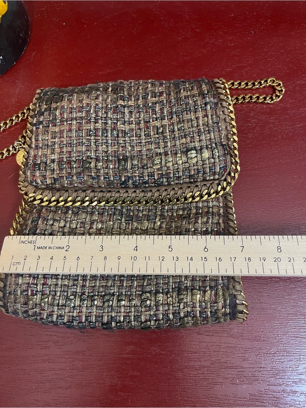 Stella McCartney Falabella Woven Tweed Crossbody Bag - Gold Hardware - Picture 10 of 11